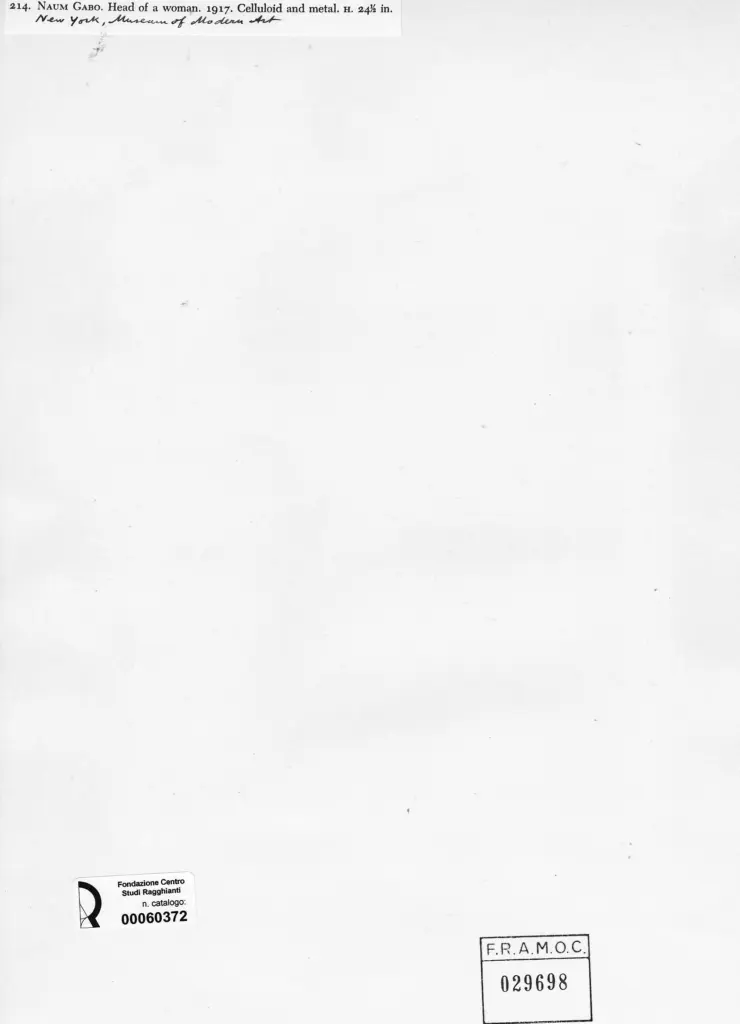 Anonimo , Gabo, Naum - sec. XX - Testa di donna , retro