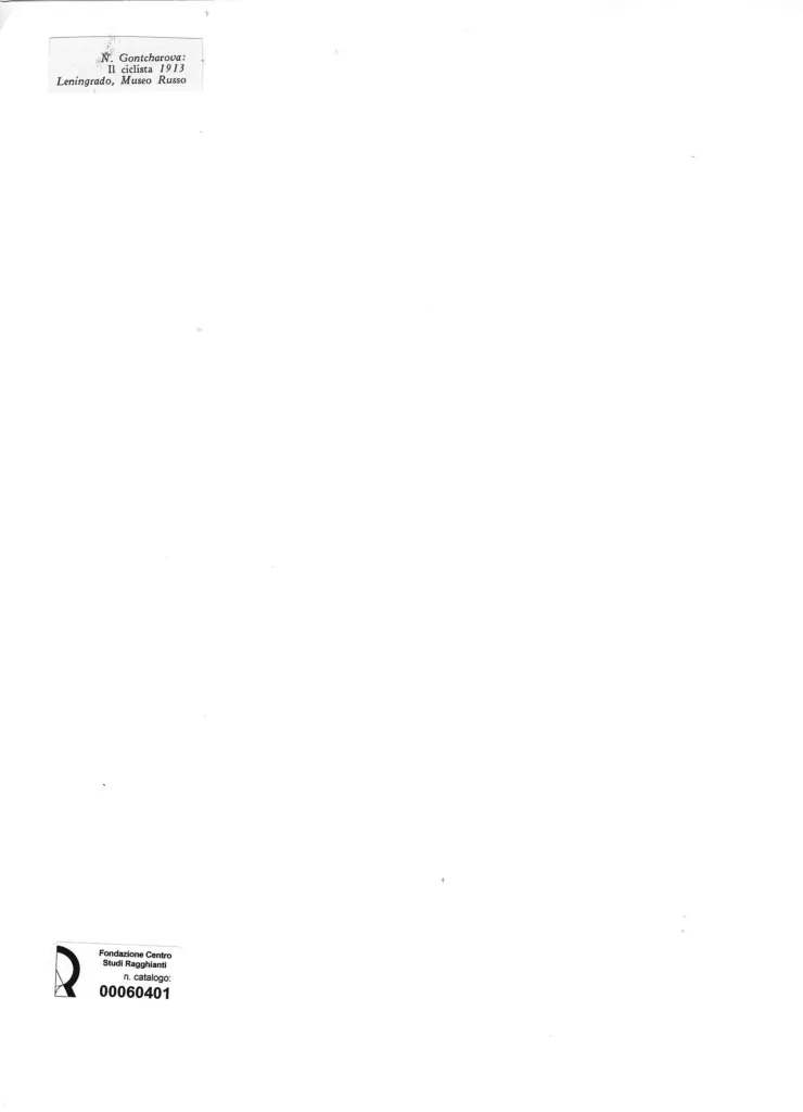 Anonimo , Gontcharova, Natalia - sec. XX - Il ciclista , retro