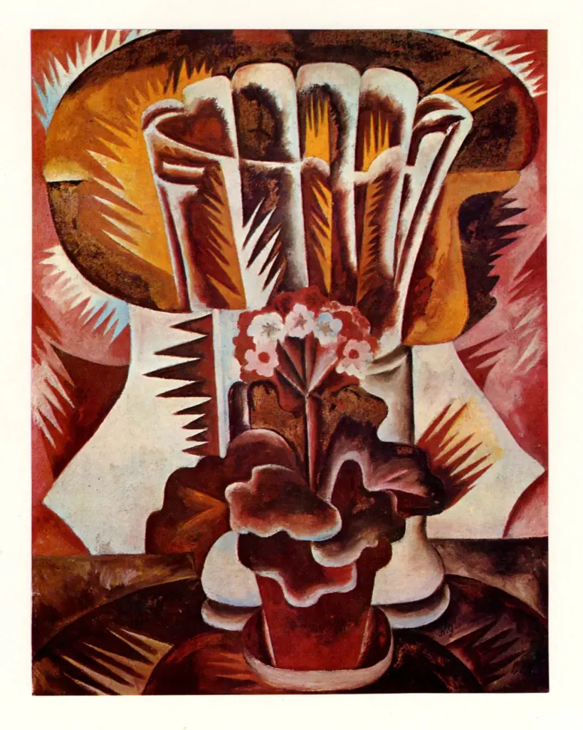 Anonimo , Gontcharova, Natalia - sec. XX - Vaso di fiori raggista , fronte