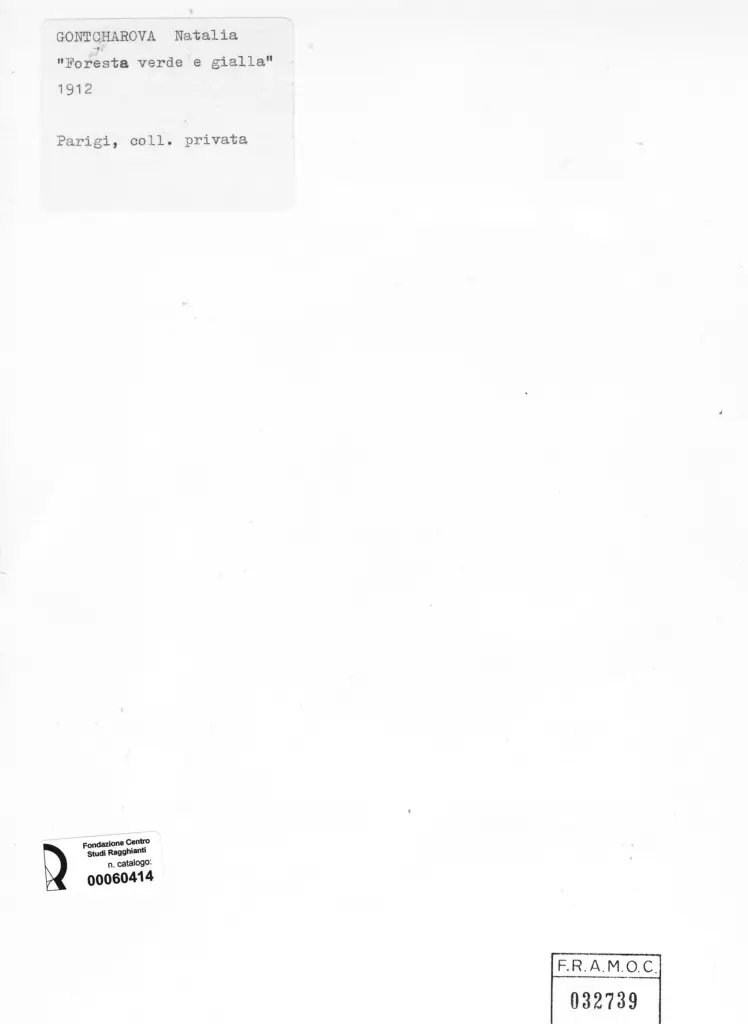 Anonimo , Gontcharova, Natalia - sec. XX - Foresta verde e gialla , retro