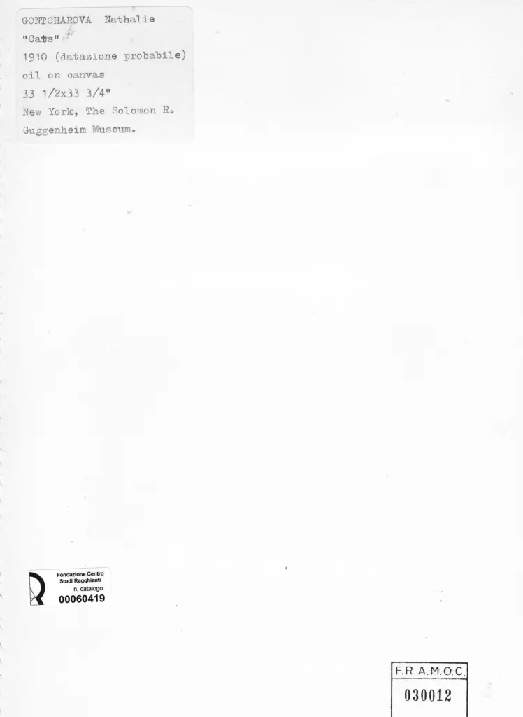 Anonimo , Gontcharova, Natalia - sec. XX - Cats , retro