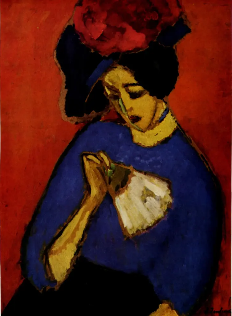 Anonimo , Jawlensky, Alexej - sec. XX - Dame Mit F&auml;cher , fronte