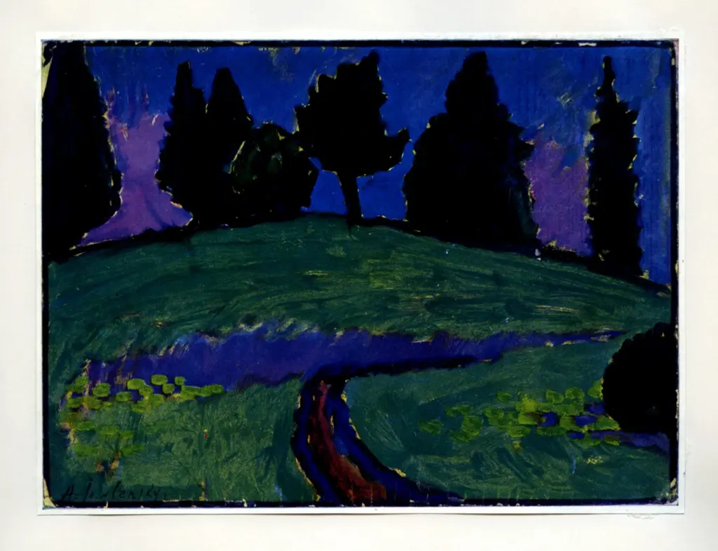 Jawlensky, Alexej , Dunkle B&auml;ume &uuml;ber gr&uuml;nem Hang