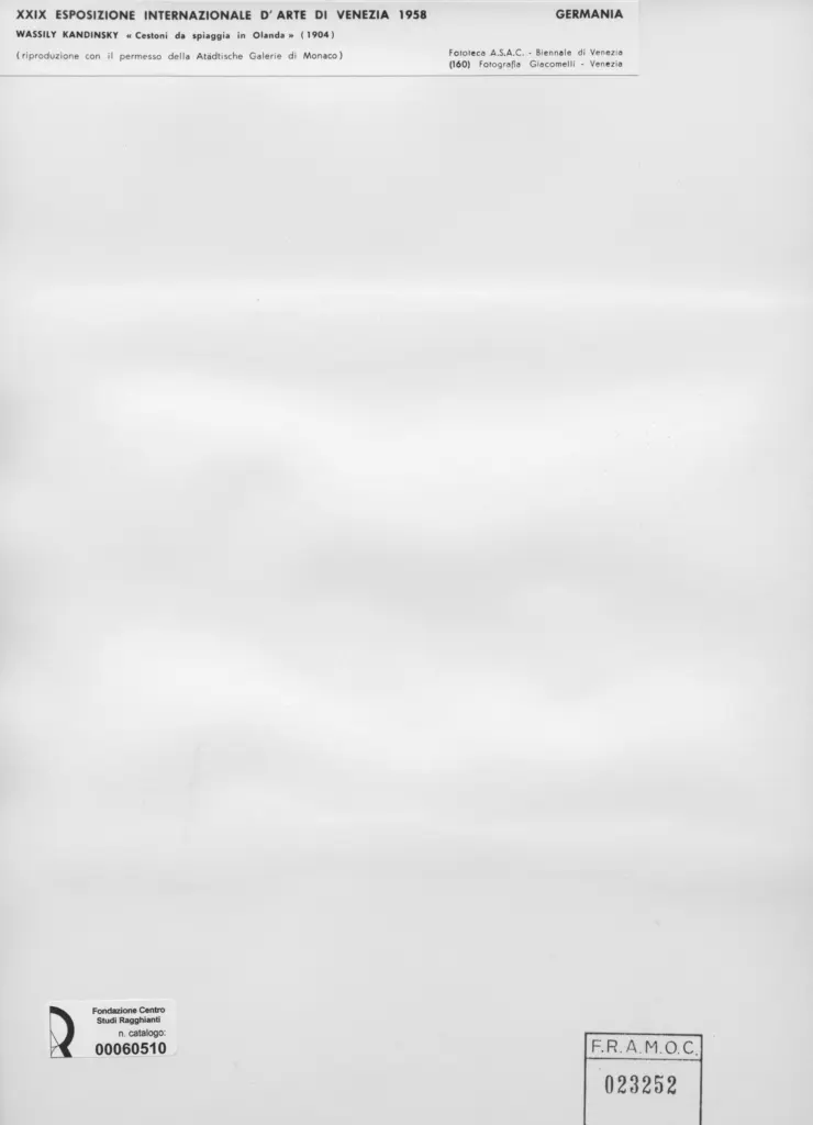 Giacomelli , Kandinsky, Wassili - sec. XX - Cestoni da spiaggia in Olanda , retro