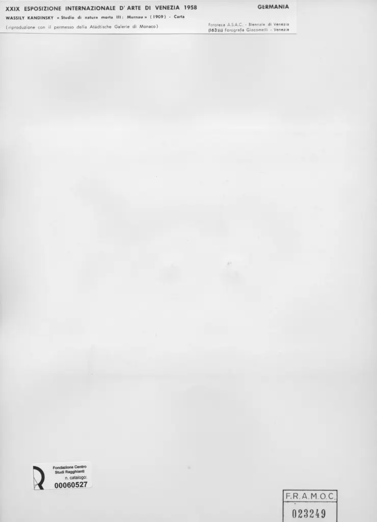 Giacomelli , Kandinsky, Wassili - sec. XX - Studio di Natura morta III: Murnau , retro