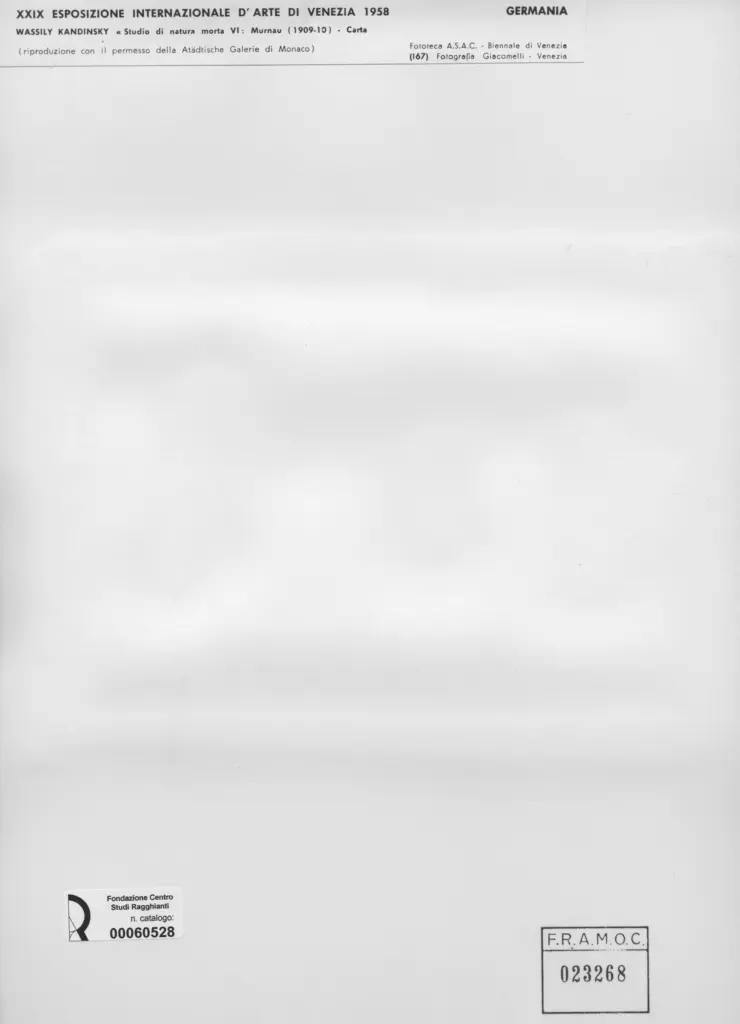 Giacomelli , Kandinsky, Wassili - sec. XX - Studio di Natura morta VI: Murnau , retro