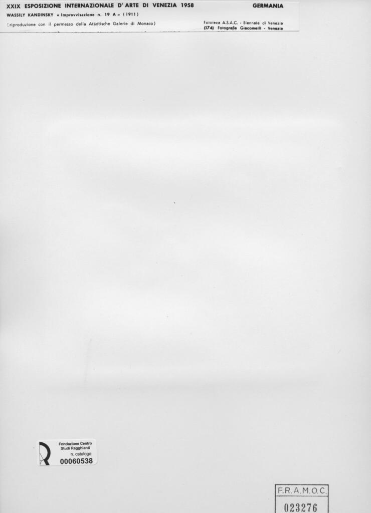 Giacomelli , Kandinsky, Wassili - sec. XX - Improvvisazione n. 19 A , retro
