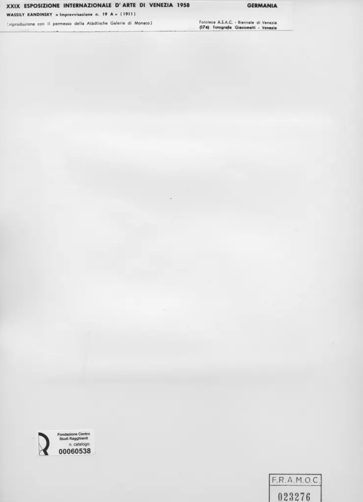 Giacomelli , Kandinsky, Wassili - sec. XX - Improvvisazione n. 19 A , retro