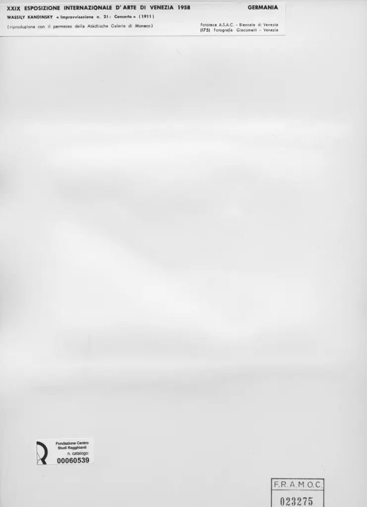 Giacomelli , Kandinsky, Wassili - sec. XX - Improvvisazione n. 21: Concerto , retro