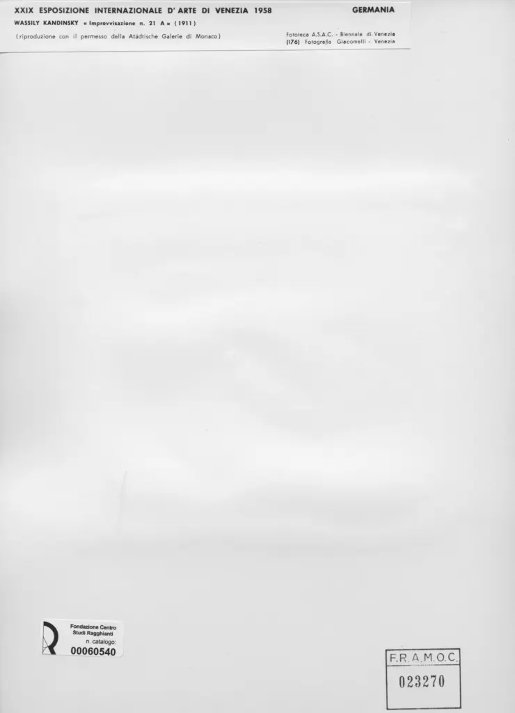 Giacomelli , Kandinsky, Wassili - sec. XX - Improvvisazione n. 21 A , retro