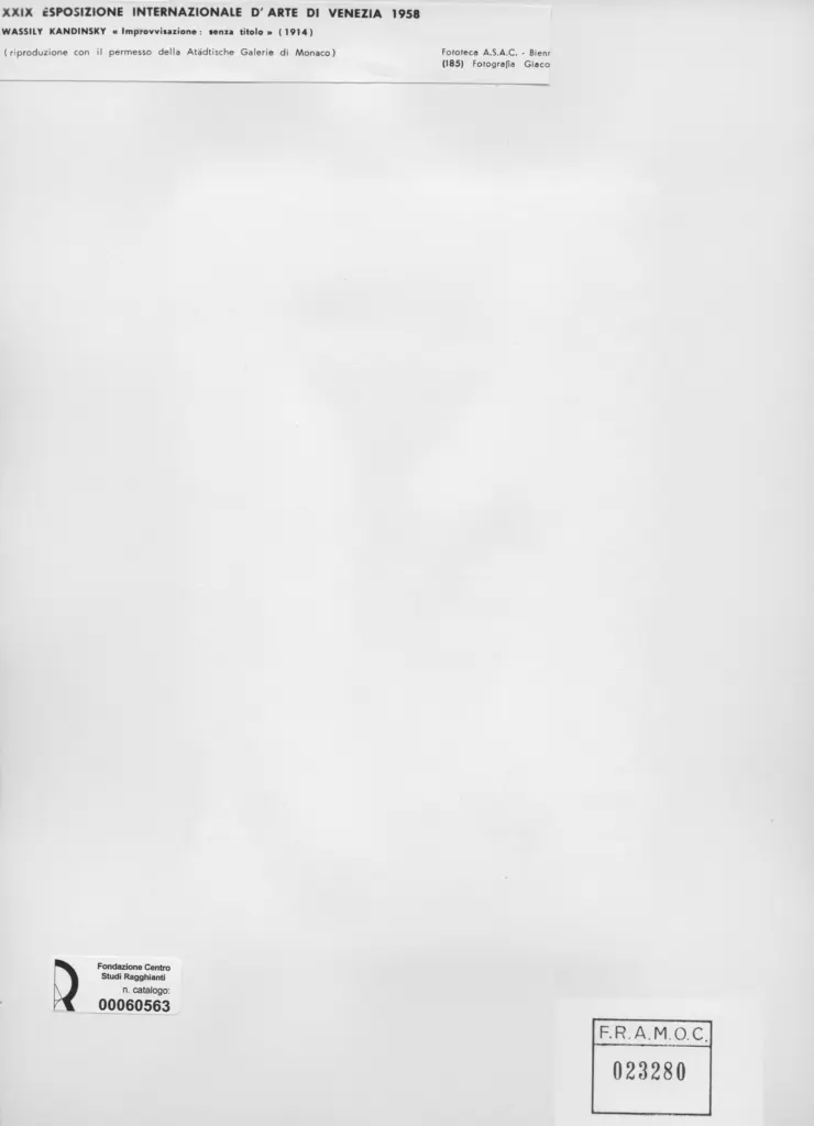 Giacomelli , Kandinsky, Wassili - sec. XX - Improvvisazione : senza titolo , retro