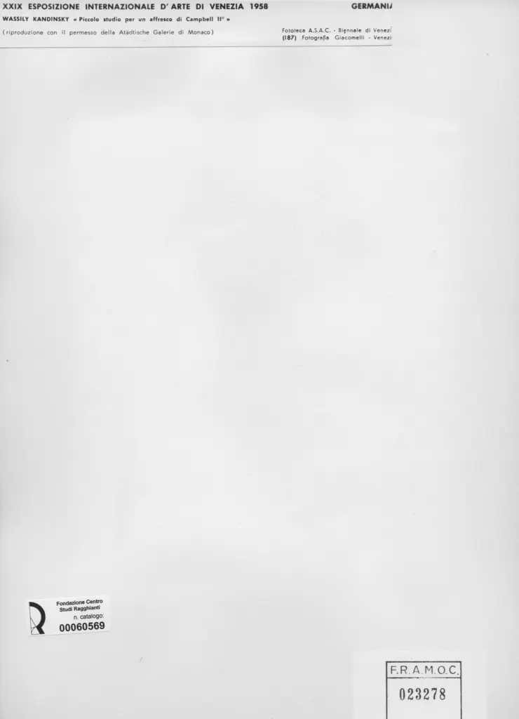 Giacomelli , Kandinsky, Wassili - sec. XX - Piccolo studio per un affresco di Campbell II , retro