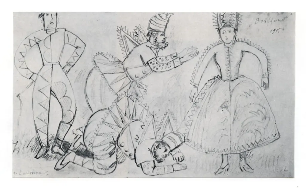 Anonimo , Larionoff, Michail - sec. XX - A scene from "Chout" , fronte