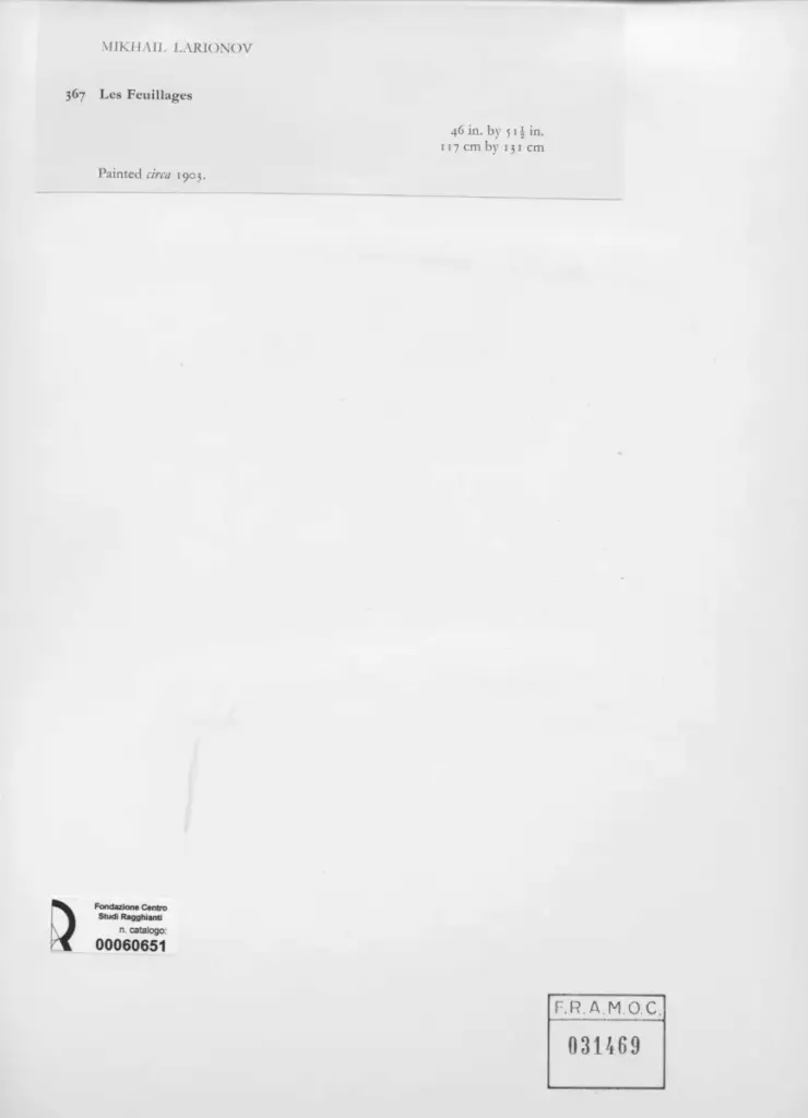 Anonimo , Larionoff, Michail - sec. XX - Les Feuillages , retro