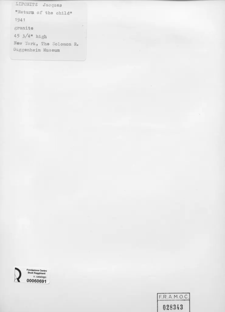 Anonimo , Lipchitz, Jacques - sec. XX - Return of the child , retro