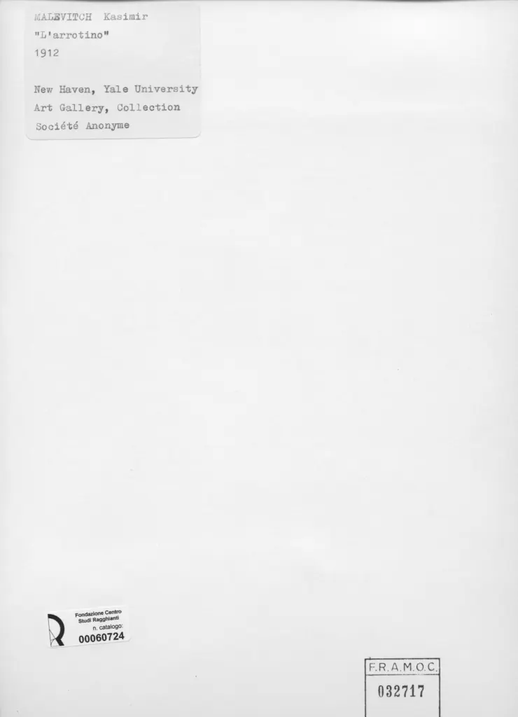 Anonimo , Malevitch, Kasimir - sec. XX - L'arrotino , retro