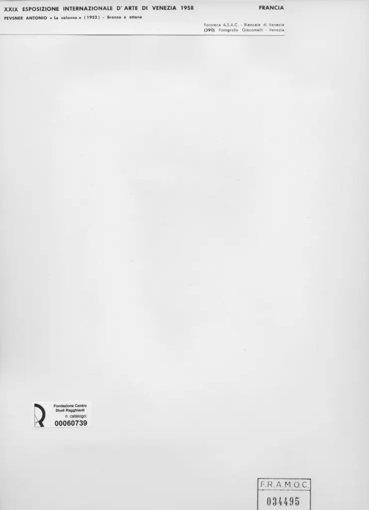 Giacomelli , Pevsner, Antoine - sec. XX - La colonna , retro
