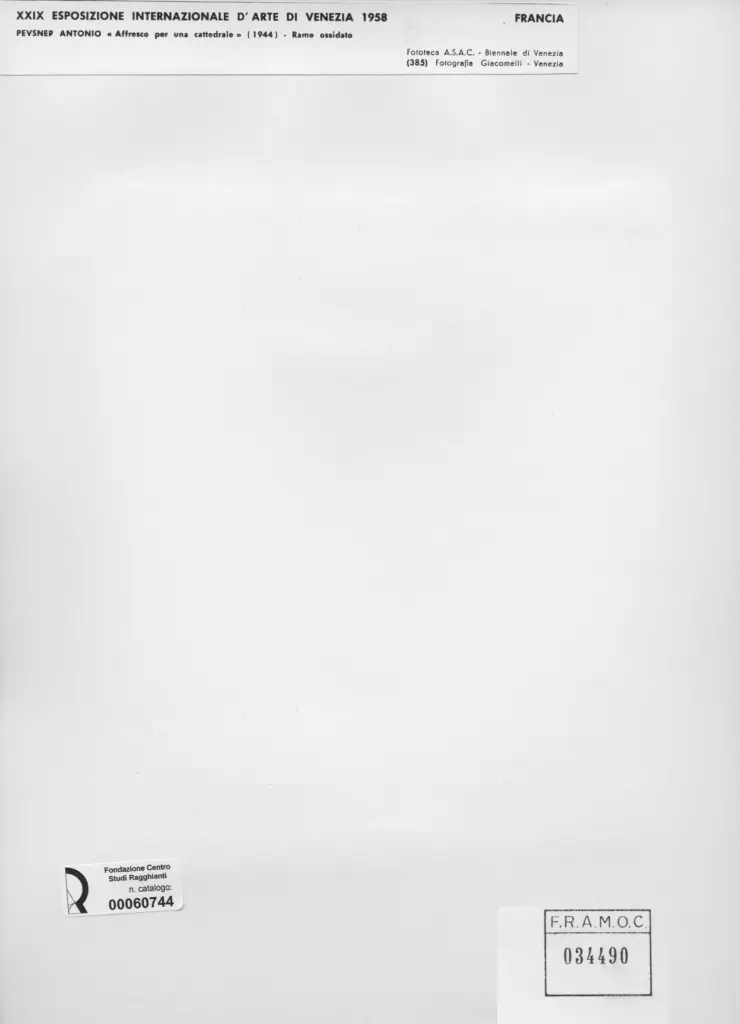 Giacomelli , Pevsner, Antoine - sec. XX - Affresco per una cattedrale , retro