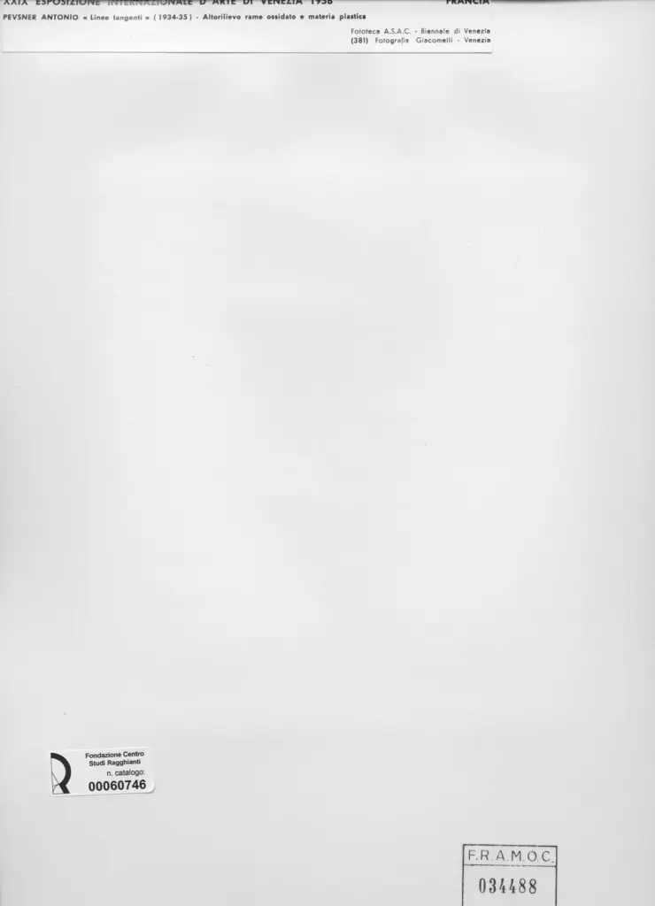 Giacomelli , Pevsner, Antoine - sec. XX - Linee tangenti , retro