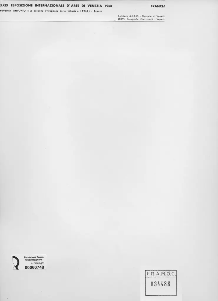 Giacomelli , Pevsner, Antoine - sec. XX - La colonna sviluppata della vittoria , retro