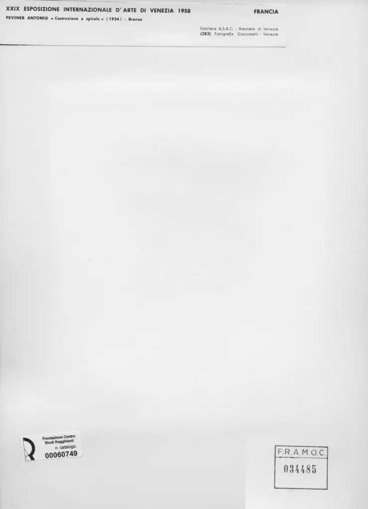 Giacomelli , Pevsner, Antoine - sec. XX - Costruzione a spirale , retro