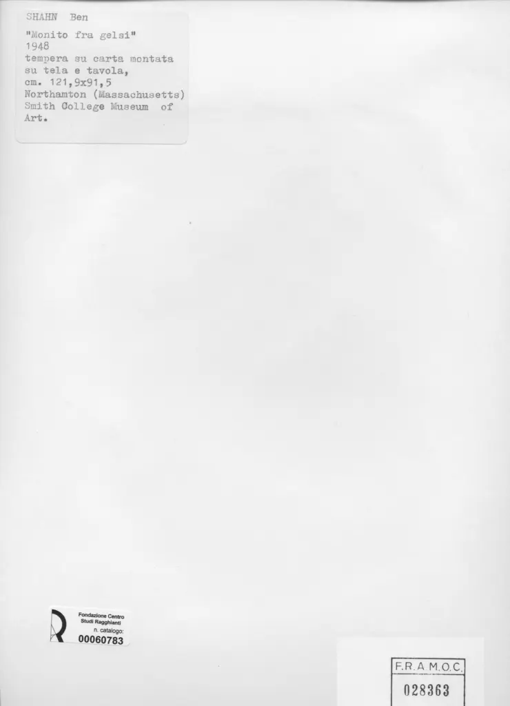 Anonimo , Shahn, Ben - sec. XX - Monito fra gelsi , retro