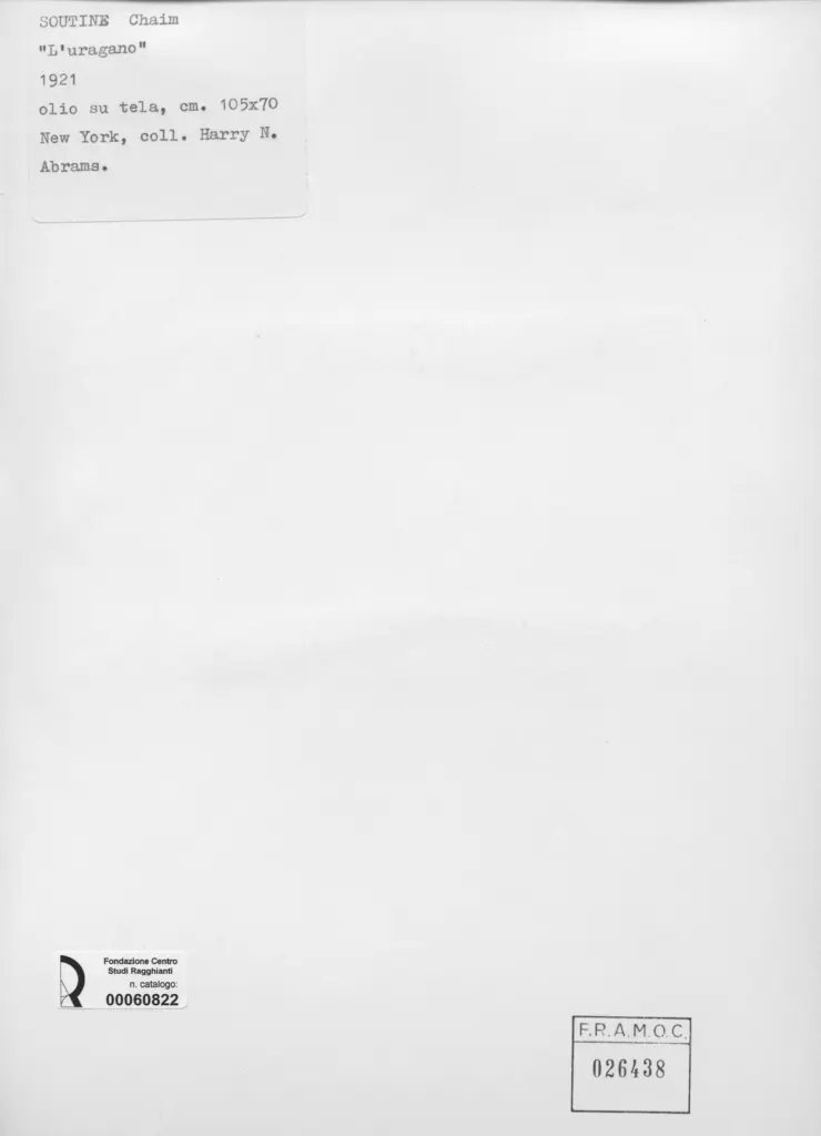 Anonimo , Soutine, Chaim - sec. XX - L'uragano , retro