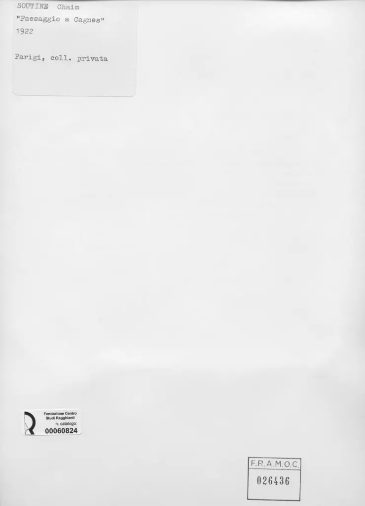 Anonimo , Soutine, Chaim - sec. XX - Paesaggio a Cagnes , retro