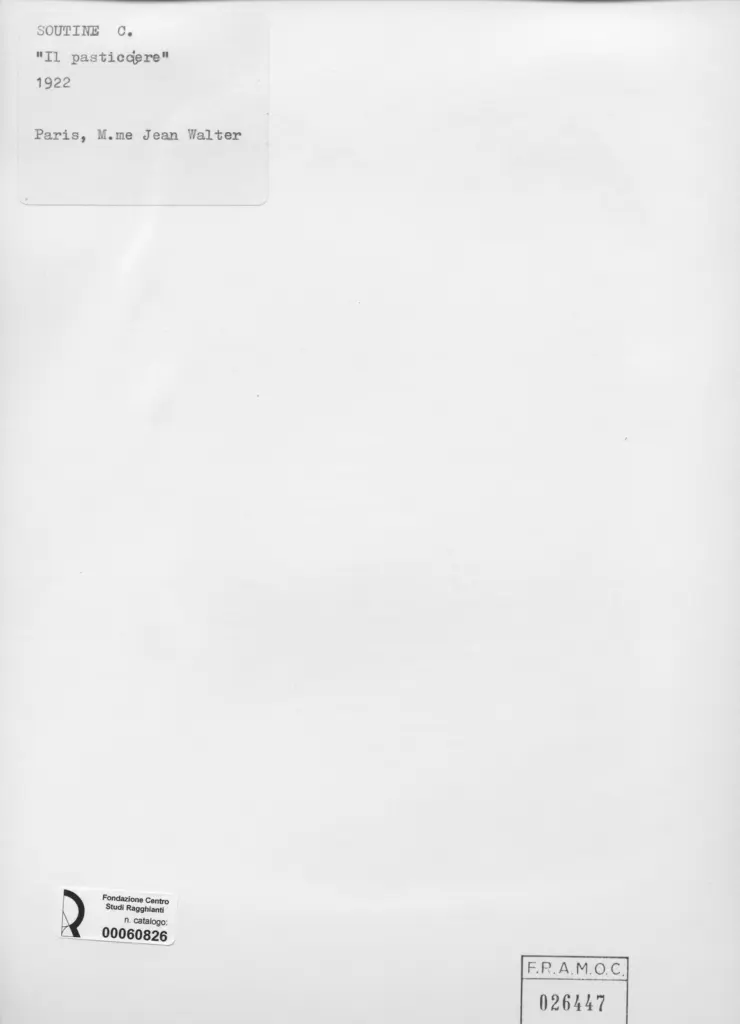 Anonimo , Soutine, Chaim - sec. XX - Il pasticcere , retro