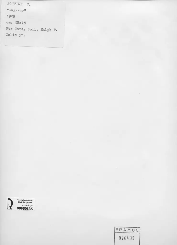 Anonimo , Soutine, Chaim - sec. XX - Ragazzo , retro