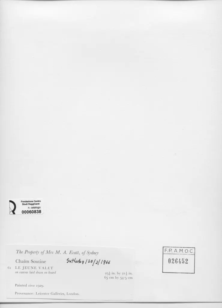 Anonimo , Soutine, Chaim - sec. XX - Le Jeune Valet , retro