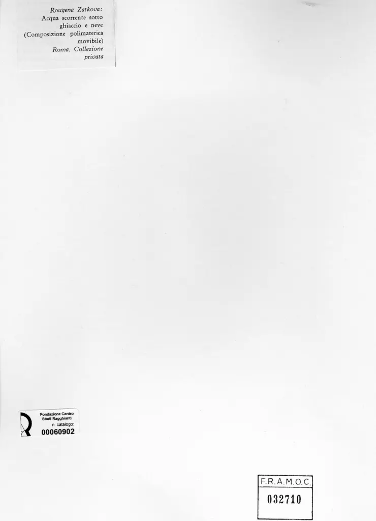 Anonimo , Zatkova, rougena - sec. XX - Acqua scorrente sotto ghiaccio e neve , retro