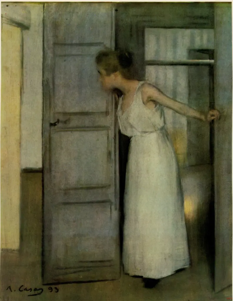 Anonimo , Casas, R. - sec. XIX - Donna alla porta , fronte