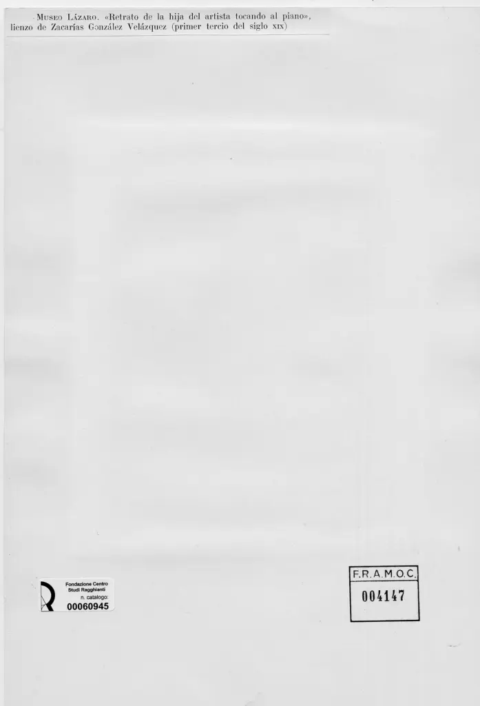 Anonimo , Gonzales Velasques, Zacaria - sec. XIX - Retrato de la hija del artista tocando al piano , retro