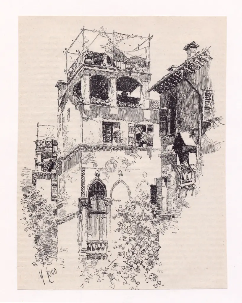 Anonimo , Rico, Ortega Martin - sec. XIX - Scorcio di un palazzo , fronte