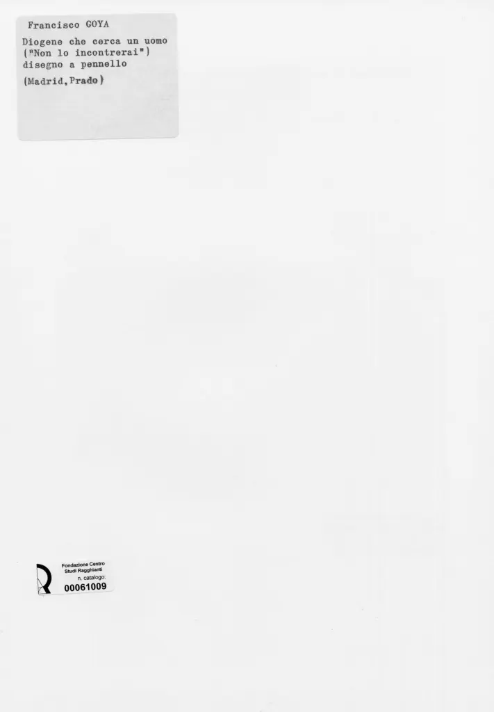 Anonimo , de Goya Y Lucientes, Francisco Jos&eacute; - sec. XIX - Diogene che cerca un uomo (Non lo incontrerai) , retro