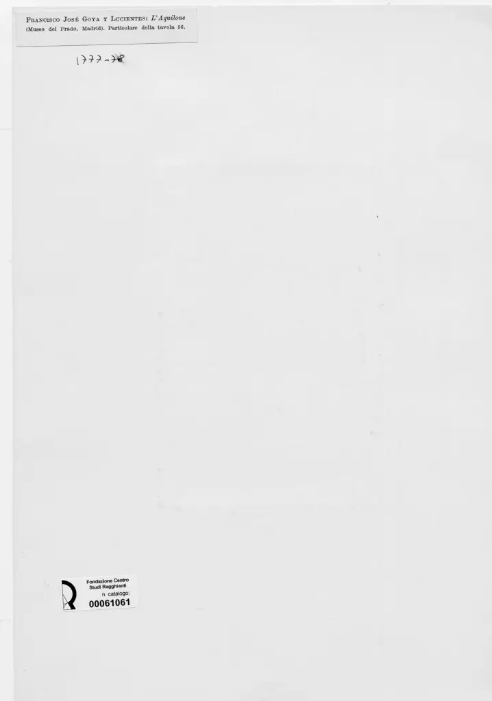 Anonimo , de Goya Y Lucientes, Francisco Jos&eacute; - sec. XVIII - L'Aquilone (particolare) , retro