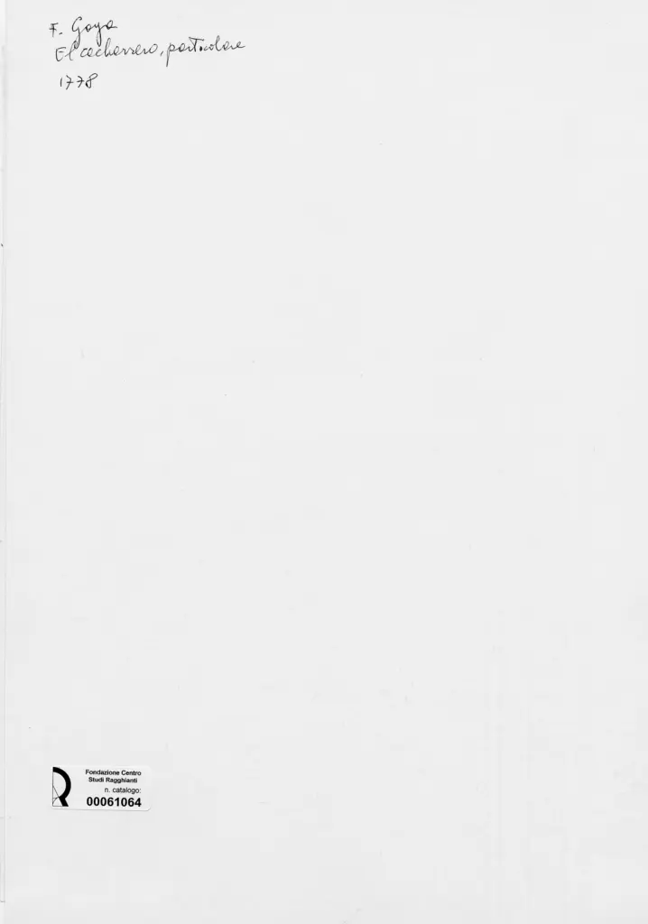 Anonimo , de Goya Y Lucientes, Francisco José - sec. XVIII - El cacharrero - Il venditore di vasellame (particolare) , retro