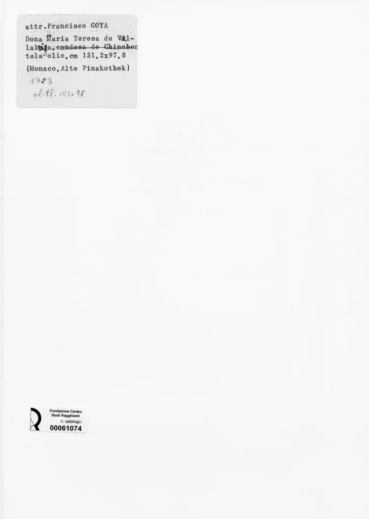 Anonimo , de Goya Y Lucientes, Francisco Jose - sec. XVIII - Dona Maria Teresa de Villabrija , retro