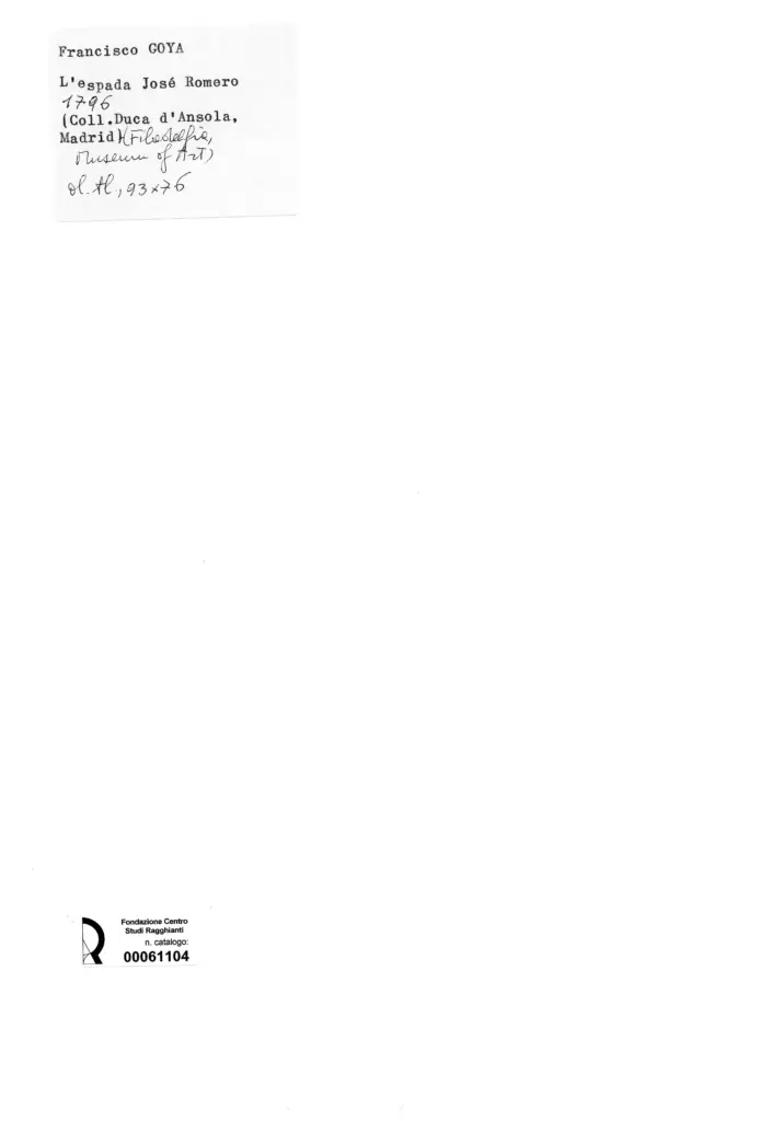 Anonimo , de Goya Y Lucientes, Francisco Jose - sec. XVIII - L'espada Jos&eacute; Romero , retro
