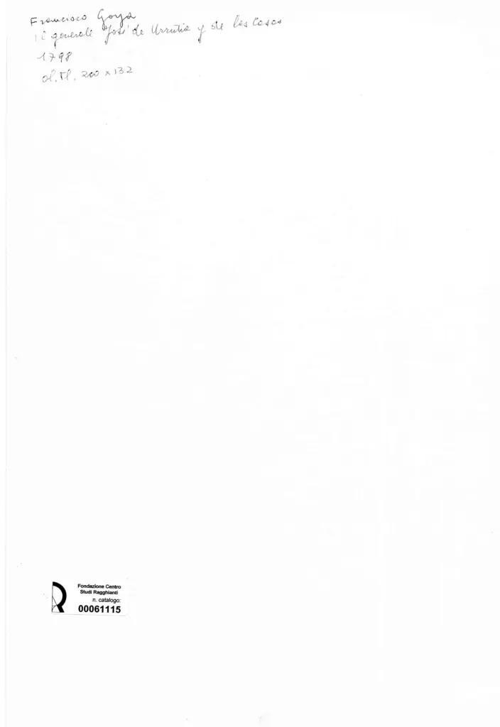 Anonimo , de Goya Y Lucientes, Francisco Jose - sec. XVIII - Il generale Jos&eacute; de Urrutia y de las Casas , retro