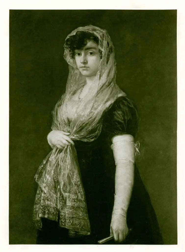 Anonimo , de Goya Y Lucientes, Francisco Jose - sec. XIX - Giovane donna con ventaglio , fronte