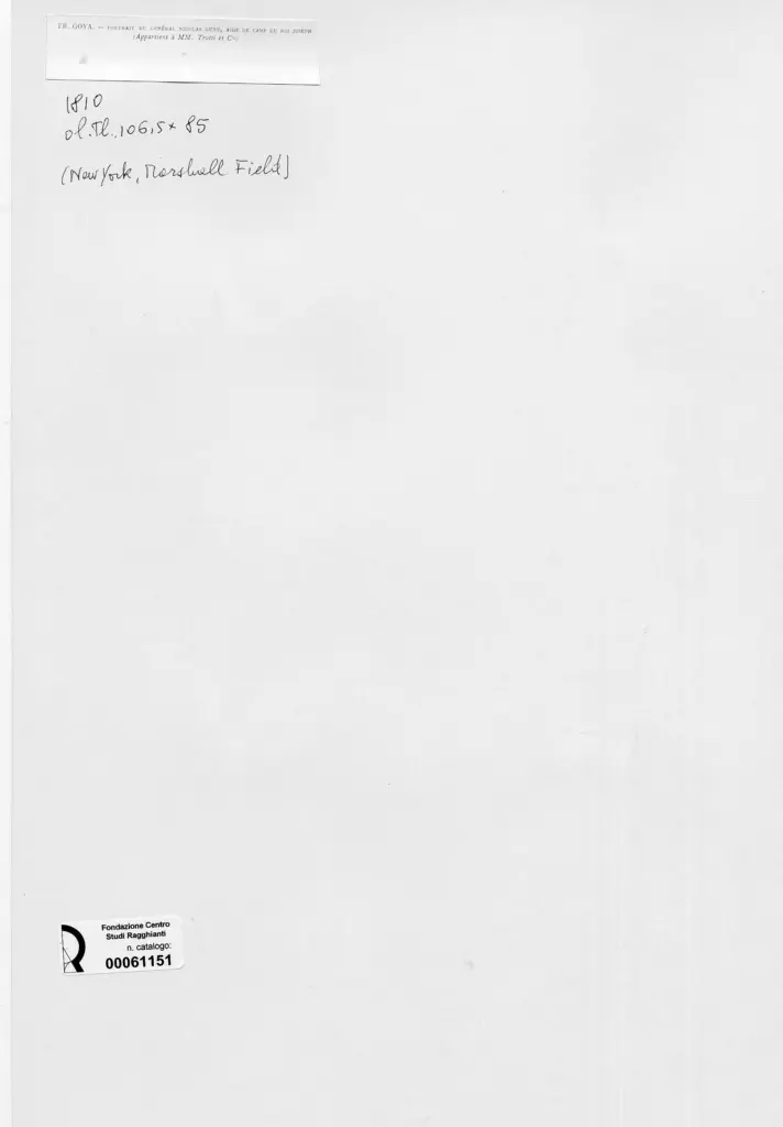 Anonimo , de Goya Y Lucientes, Francisco Jose - sec. XIX - Ritratto del Generale Nicolas Guye , retro