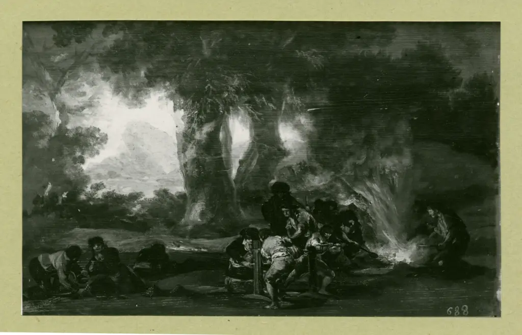 Anonimo , de Goya Y Lucientes, Francisco Jose - sec. XIX - Fabbricazione di pallottole durante la guerra di Indipendenza , fronte