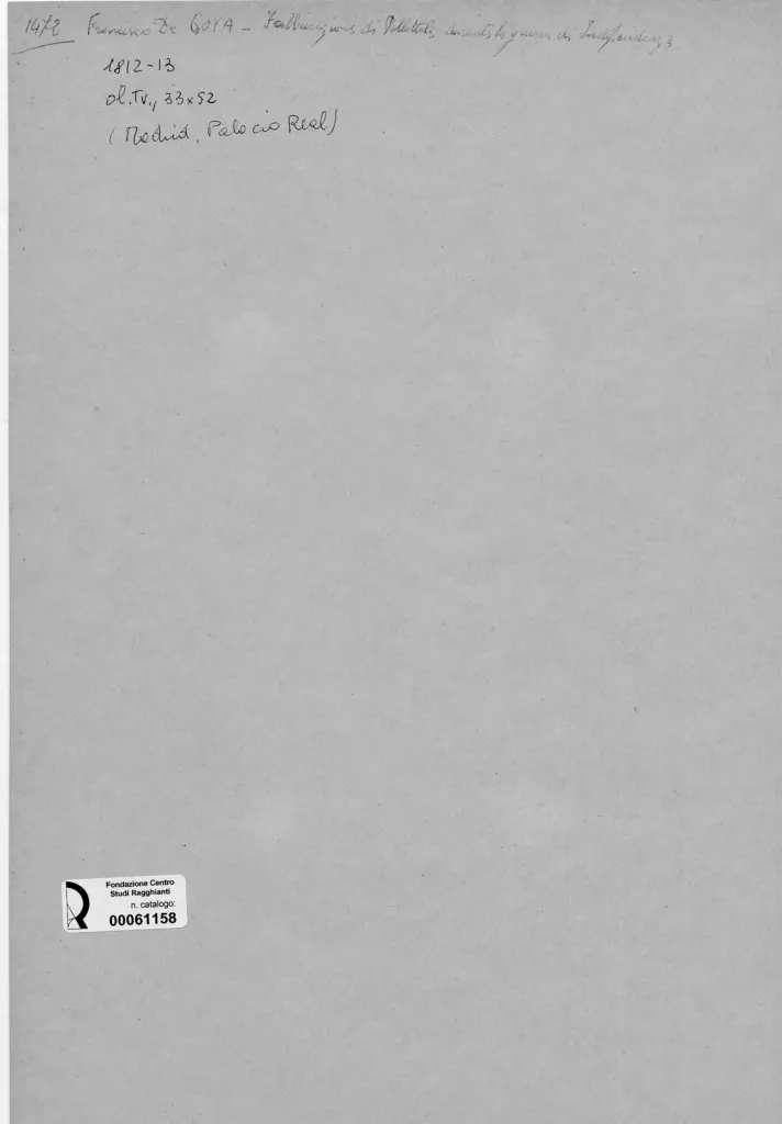 Anonimo , de Goya Y Lucientes, Francisco Jose - sec. XIX - Fabbricazione di pallottole durante la guerra di Indipendenza , retro