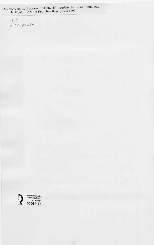 Anonimo , de Goya Y Lucientes, Francisco José - sec. XIX - Retrato del agustino Fr. Juan Fernandez de Rojas , retro