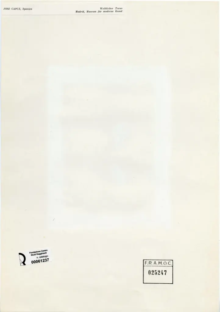 Anonimo , Capuz, Jos&eacute; - sec. XX - Torso , retro