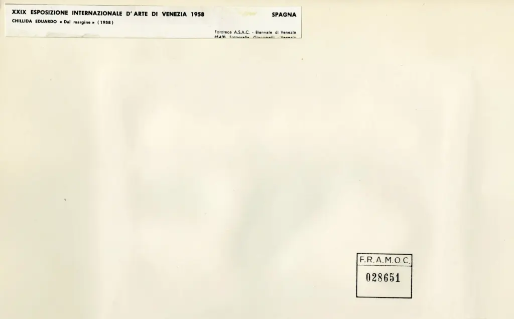 Anonimo , Chillida, Eduardo - sec. XX - Dal margine , retro