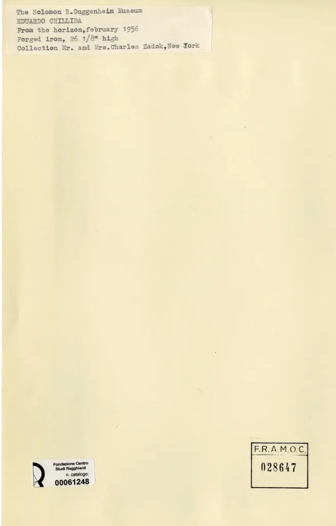 Anonimo , Chillida, Eduardo - sec. XX - Composizione , retro