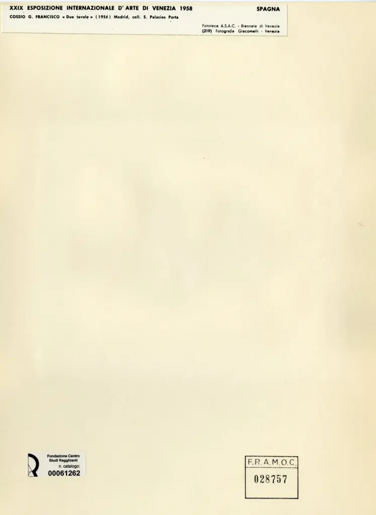 Giacomelli , Cossio, Francisco - sec. XX - Due tavole , retro